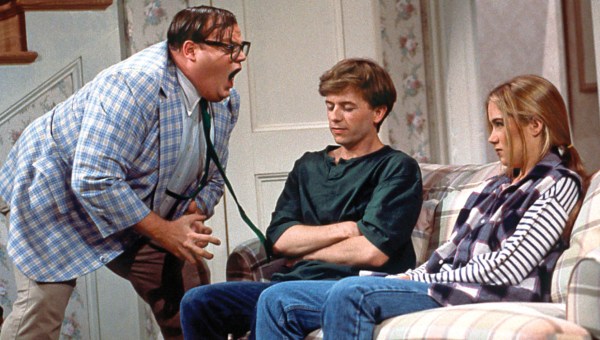 SATURDAY NIGHT LIVE: THE BEST OF CHRIS FARLEY -- Pictured: (l-r) Chris Farley, David Spade, Christina Applegate (Photo by NBC/NBCU Photo Bank via Getty Images)